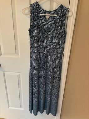 NIC+ZOE Navy & White Sleeveless Geometric Maxi Dress